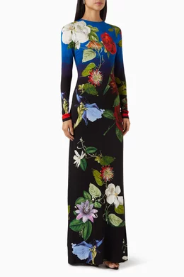 delora fitted long sleeve maxi dress DELORA FITTED LONG SLEEVE MAXI DRESS in ATRIUM FLORAL LG