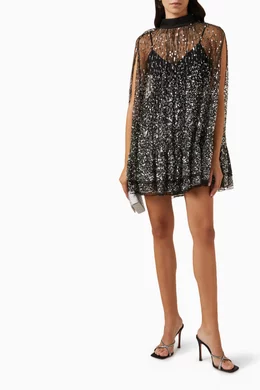 zenon sequin cape mini dress Buy Alice + Olivia Silver Zenon Sequin Cape Mini Dress For Women Online