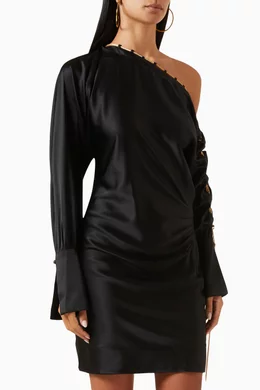 Buy Daname Black Daniela One-shoulder Mini Dress in Silk For Women Online |  Ounass Oman