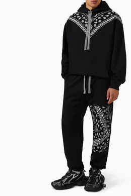 Buy Marcelo Burlon Black Bandana Hoodie in Fleece For Men Online