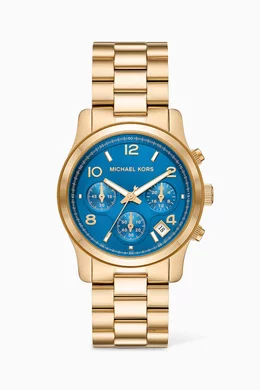 Buy Michael Kors Gold Runway Chronograph Stainless Steel Watch 38mm For Women Online Ounass Oman