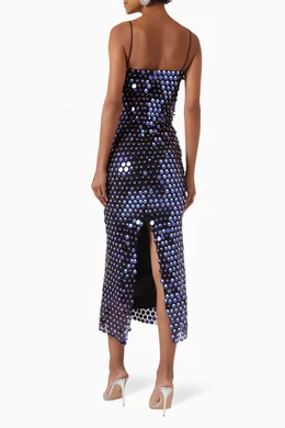 phoenix sequined midi slip dress The New Arrivals Ilkyaz Ozel Exclusive Phoenix Sequined Crepe Midi Dress in  Blue