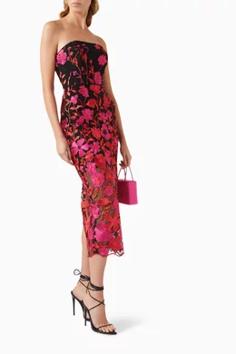 chinese dress ladies Taliah Lace-Trim A-Line Midaxi Dress in Pink