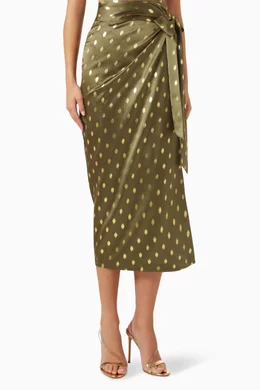 Fully Dressed Gold Wrap Midi Skirt Never Fully Dressed JASPRE SKIRT Maxi Skirt  Gold/gold-coloured