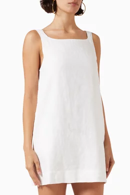 Buy Posse White Val Mini Dress in Linen For Women Online | Ounass Oman