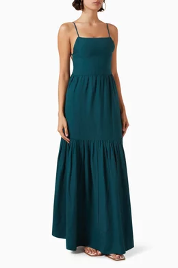 Buy Posse Green Ellie Maxi Dress in Linen For Women Online | Ounass Oman