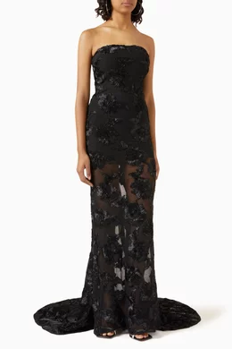 rotate floral embroidered mesh maxi dress Floral mesh maxi dress in pink - Rotate