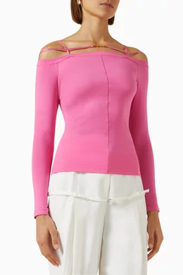 Buy Jacquemus Pink La Sierra Top in Cotton jersey For Women Online