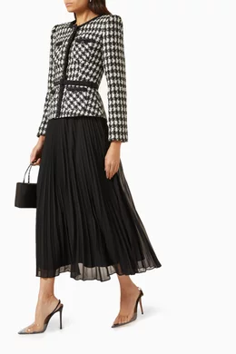 Buy Self-Portrait Black Checked Midi Dress in Boucl & Chiffon For Women  Online | Ounass Oman