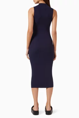enza costa knit twist dress Buy Blue Sleeveless Midi in Silk-knit For Women Online Guardians-Discount
