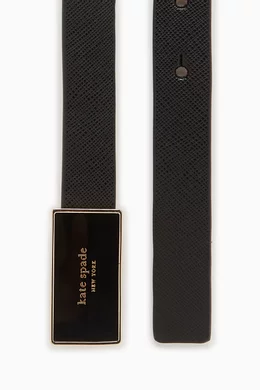 Buy Kate Spade New York Black Enamel Plaque Buckle Belt in  display picture 2