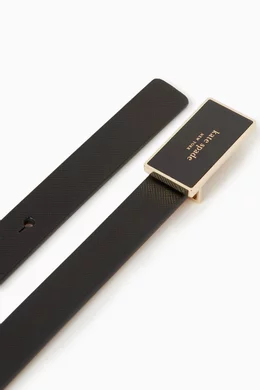 Buy Kate Spade New York Black Enamel Plaque Buckle Belt in  display picture 3