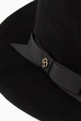 Buy Kate Spade New York Black Grosgrain Bow Fedora in Felt  display picture 1