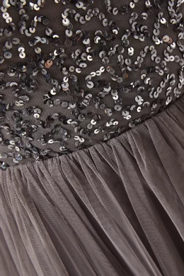 Buy Maya Grey Puff Sleeve Delicate Sequin Maxi Dress in Tulle For Women Online Ounass Oman