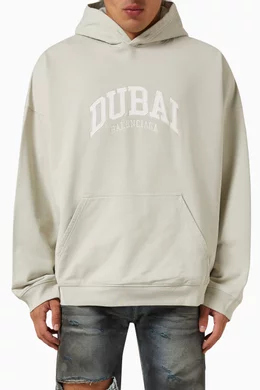 Buy Balenciaga White Cities Dubai Wide-fit Hoodie in Fleece For 