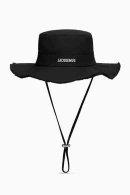 Buy Jacquemus Black Le Bob Artichaut Frayed Expedition Hat 