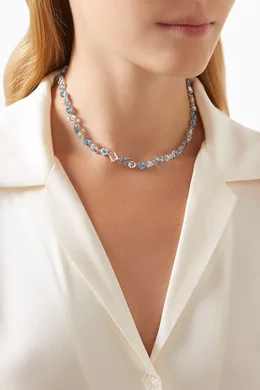 Buy Swarovski Blue Gema Mixed-cut Crystal Necklace in Rhodium