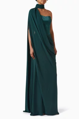 Buy Gemy Maalouf Green Draped Corset Dress in Crepe For Women Online |  Ounass Oman