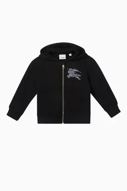 Buy Burberry Black Logo embroidered Hoodie in Cotton For Boys Online Ounass Oman