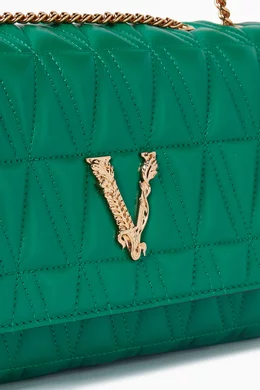 Buy Versace Green Virtus Shoulder Bag in Quilted Leather For Women Online Ounass Oman