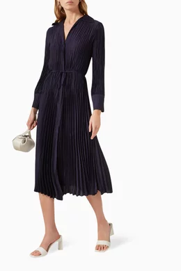 vince pintuck pleated shirt dress Vince Long-sleeve Pleated Shirtdress