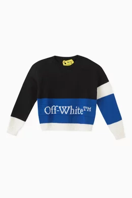 Buy Off White Multicolour Bookish Colour block Sweater in Wool knit For Boys Online Ounass Oman