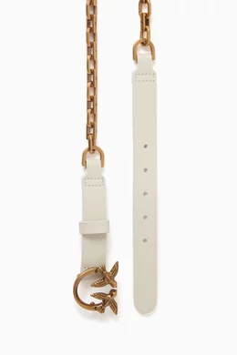 Buy PINKO White Love Day Chain Belt in Smooth Leather For 