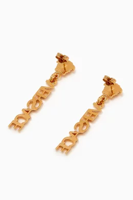 Buy Versace Gold La Medusa Logo Drop Earrings in Brass For