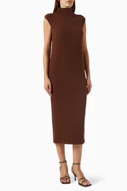 Buy Enza Costa Brown Turtleneck Sweater Midi Dress in Viscose-knit For  Women Online