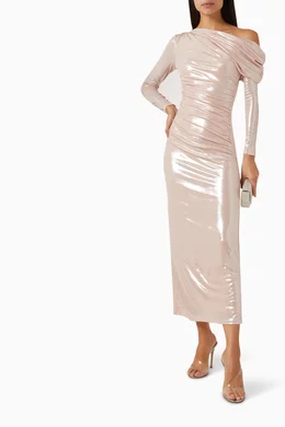 long sleeve maxi dress blush Coraline Pink Long Sleeve Maxi Dress - US 16