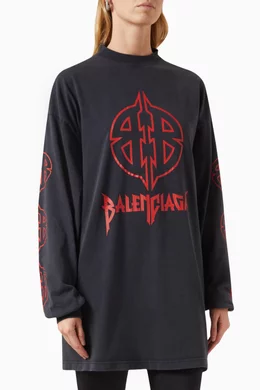 Buy Balenciaga Black Heavy Metal Logo Oversized T-Shirt in Vintage 
