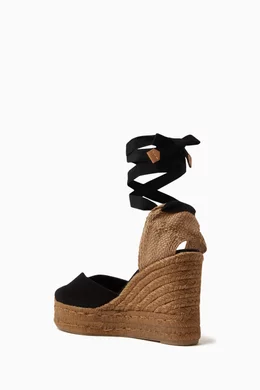 Buy Castañer Black Chiara 80 Espadrille Wedges in Canvas For Women