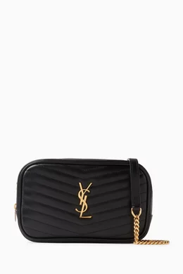 Buy SAINT LAURENT Black Mini Lou Bag in Quilted Grain De Poudre Embossed Leather For Women Online Ounass Oman
