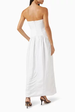 Buy Shona Joy Neutral Strapless Panelled Maxi Dress in Linen-blend For  Women Online | Ounass Oman