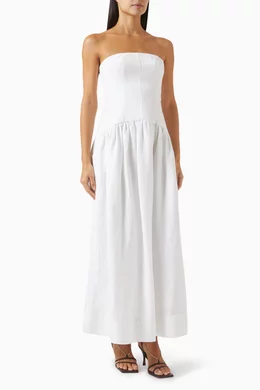 Buy Shona Joy Neutral Strapless Panelled Maxi Dress in Linen-blend For  Women Online | Ounass Oman