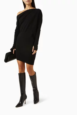 Buy Enza Costa Black Slouch Sweater Mini Dress in Wool-knit For Women Online