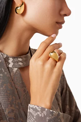 Buy Bottega Veneta Gold Drop Ring in 18kt Gold-plated Sterling