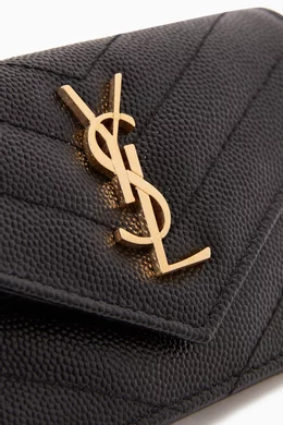 Buy SAINT LAURENT Black Cassandre Matelasse Fragments Flap Card Case in Grain De Poudre Embossed Leather For Women Online Ounass Oman