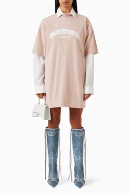 balenciaga pink shirt dress Balenciaga | Dresses | Balenciaga Pink Collared Shirt Dress Logo Nwot