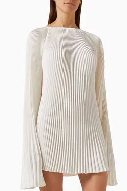 l ide galerie v neck pleated column midi dress L'IDEE De Luxe Long-Sleeve Deep-V Side-Slit Midi Dress