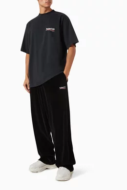 Buy Balenciaga Black Political Campaign Baggy Sweatpants in Fleece