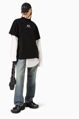Buy Balenciaga Black Unity Sports Icon Deconstructed T-Shirt in
