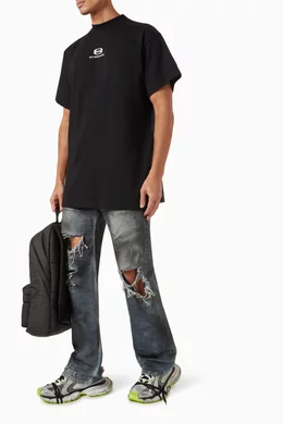 Buy Balenciaga Black Unity Sports Icon Deconstructed T-Shirt in