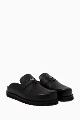Buy Versace Black Medusa Mules in Leather For Men Online  display picture 2