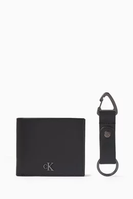 Buy Calvin Klein Jeans Black Logo Billfold Wallet Keyring Gift Set in Faux Leather For Men Online Ounass Oman
