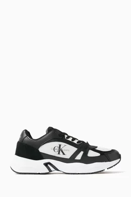Buy Calvin Klein Jeans Black Retro Tennis Sneakers in Mesh Suede Leather For Men Online Ounass Oman