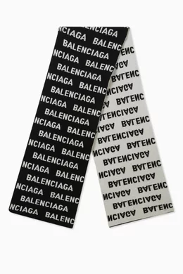 Buy Balenciaga Black All over Logo Intarsia Scarf in Wool blend Knit Online for Women Ounass Oman