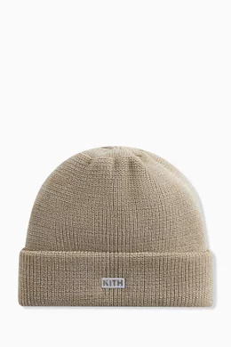 Buy Kith Neutral Classic Logo Beanie in Wool blend For Men Online Ounass Oman