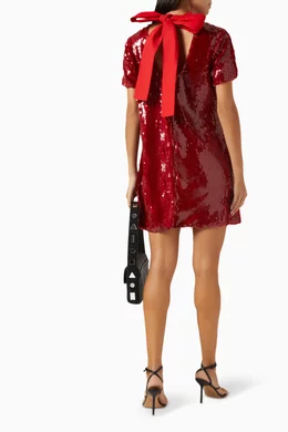 staud red sequin dress STAUD