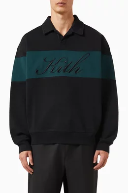 Buy Kith Black Nelson Collared Sweatshirt in Cotton Fleece